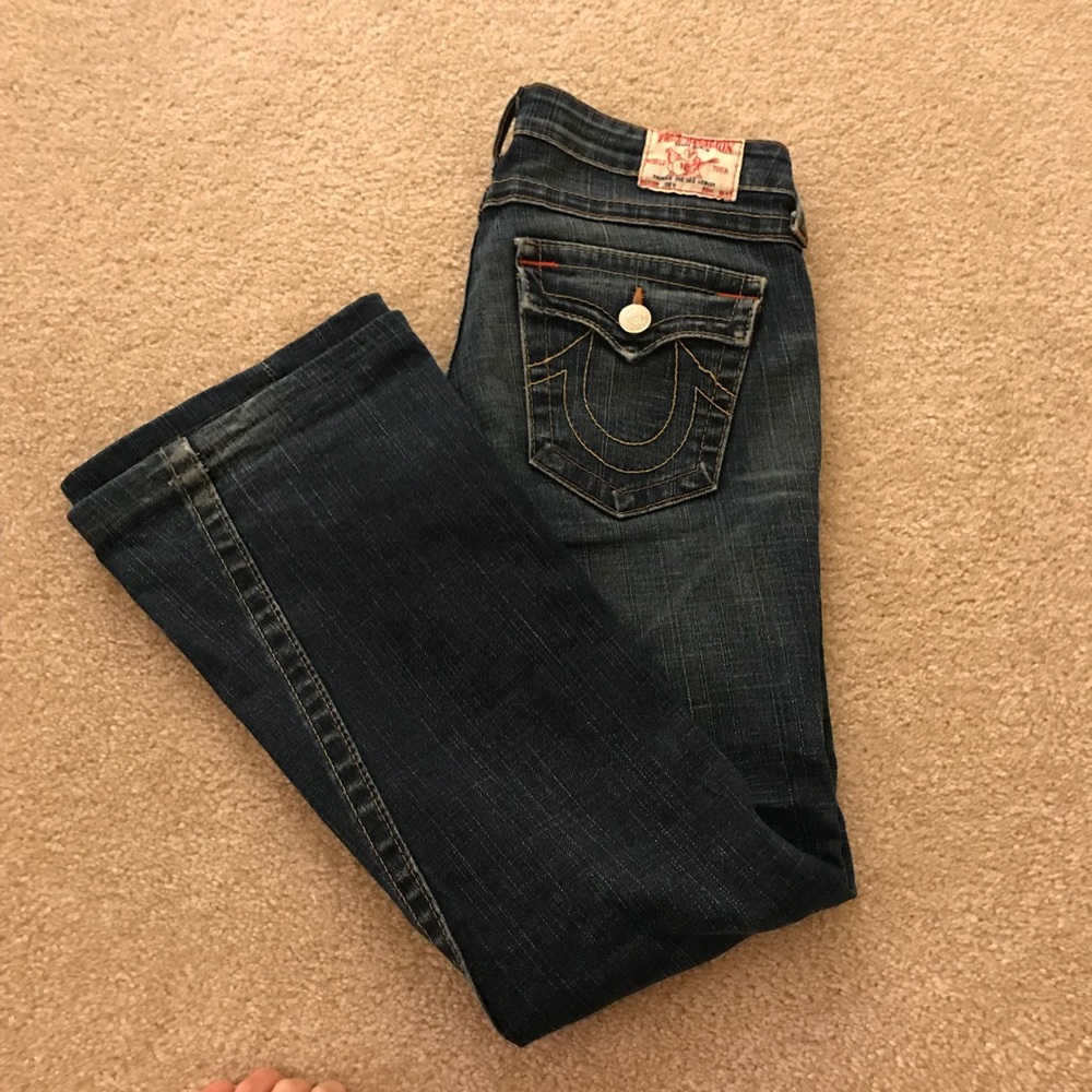 Tire religion bootcut jeans